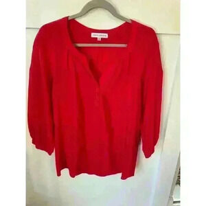 Amanda Uprichard V-Neck 100% Silk 3/4 Sleeve Blouse, S